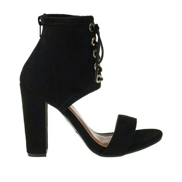 Black Corset Strap Block Heel - Picture 4 of 7